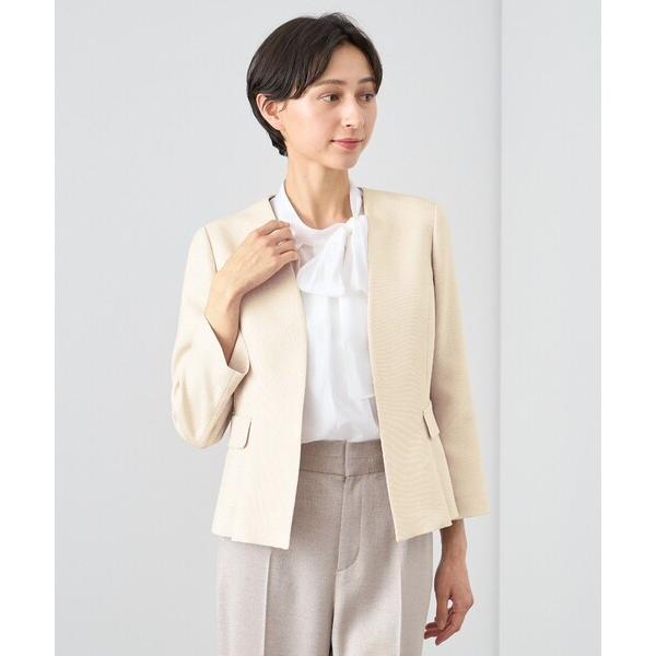 ジャケット ノーカラージャケット 「セットアップ対応商品」バスケットペプラム ジャケット レディース