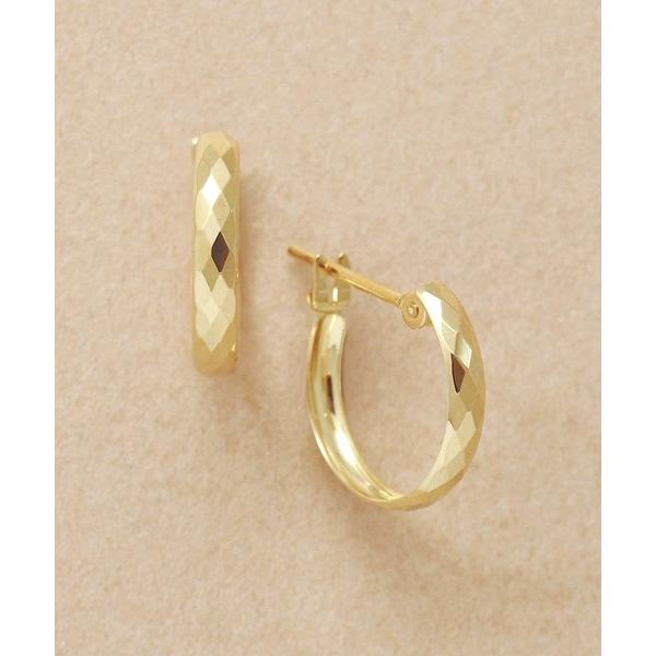 ピアス K18/K10 ヒシカットフープピアス( YG) レディース