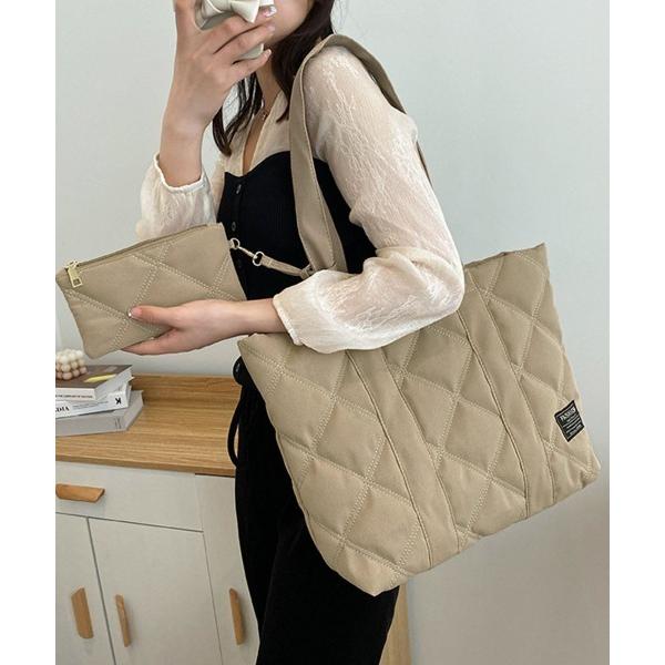トートバッグ ポーチ付き キルティング トートバッグ レディース