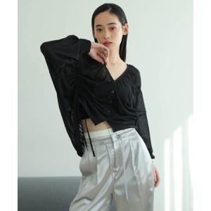 カーディガン シャーリングシアーニットカーディガン レディース