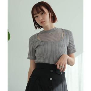 ニット セーター スリットシアーレイヤードラメニット レディース