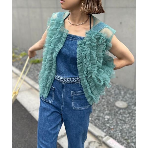 ベスト ジレ シアーチュール フリルベスト レディース