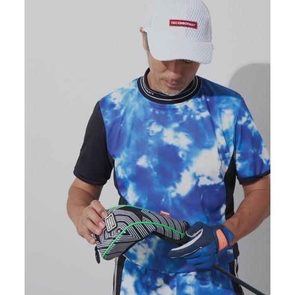 ポロシャツ 半袖 Tie dye art iridescent mockneck メンズ
