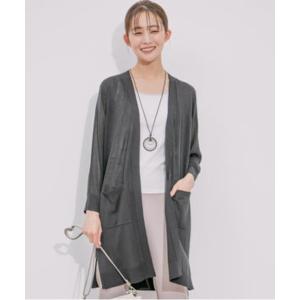 カーディガン UVカット麻混ロングトッパーカーデ...の商品画像