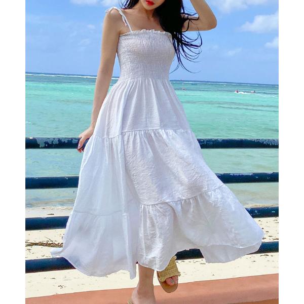 ワンピース キャミソールスリムフレアワンピース ロング丈