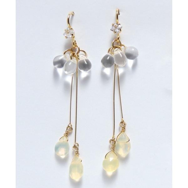 ピアス ISS イズ：天然石 エチオピアオパール スキャポライト  クリアストーンピアス レディース...