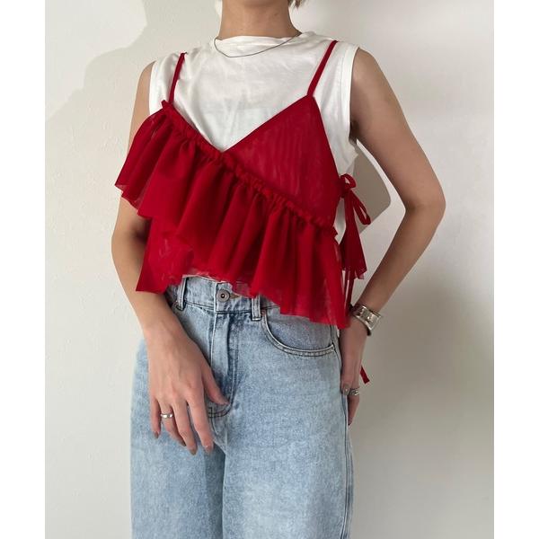 キャミソール チュール　アシメフリルビスチェ