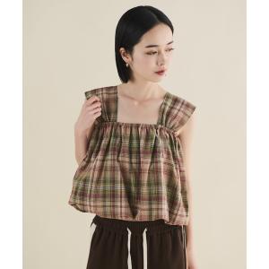 タンクトップ ノースリーブ チェックタンクビスチェ レディース