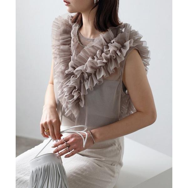 ベスト ジレ チュール　フリルベスト レディース