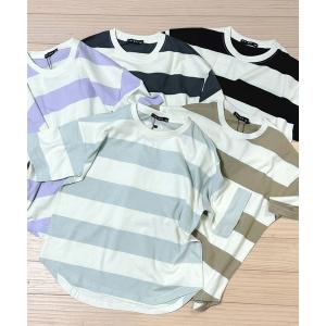 キッズ tシャツ Tシャツ ワイドボーダー オーバーサイズ Tシャツ｜zozo