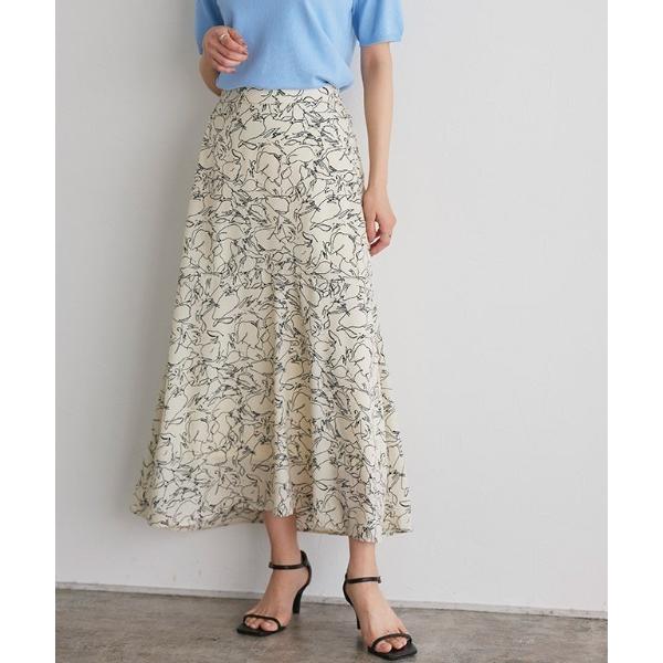 スカート 線画裾切り替えヘムスカート