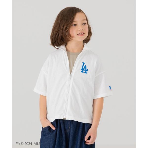 tシャツ Tシャツ キッズ MLB ロゴ フロントジップ半袖Tシャツ