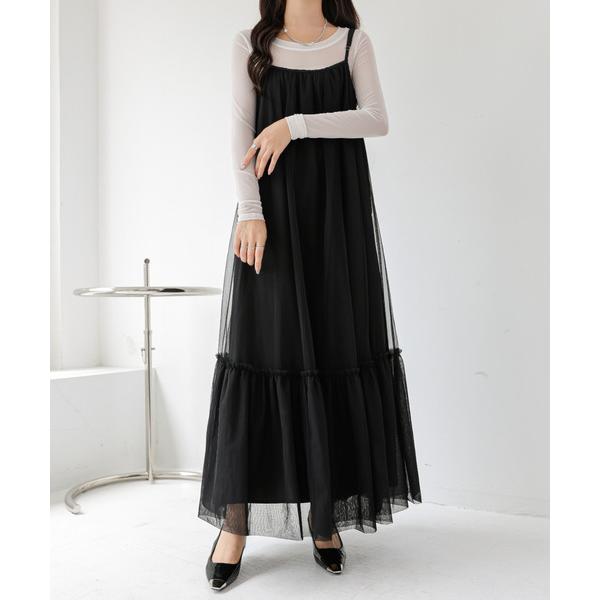 ワンピース ティアードチュールキャミワンピース