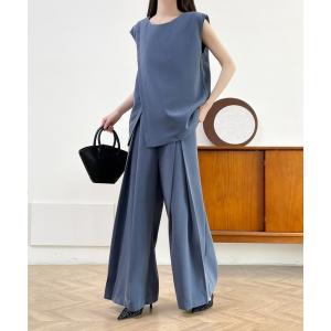 セットアップ スリットカシュクールベスト＆ワイドパンツセットアップ レディース