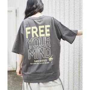 tシャツ Tシャツ レディース コットンカットソーバックプリントビッグTシャツ