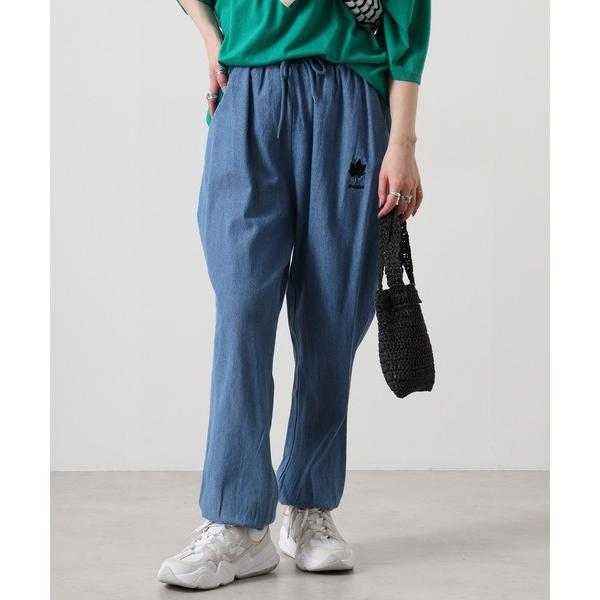 ジーンズ デニム デニムパンツ ロゴ 刺繍 アンクル デニムパンツ レディース