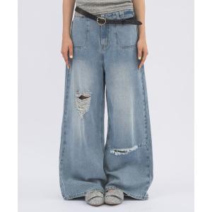 ジーンズ デニム デニムパンツ heart damage denim/ハートダメージデニムパンツ レディース