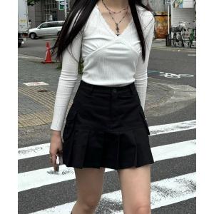 tシャツ Tシャツ レディース ストリートファッション Chikashitsu + チカシツプラス lace lib vneck long sleev