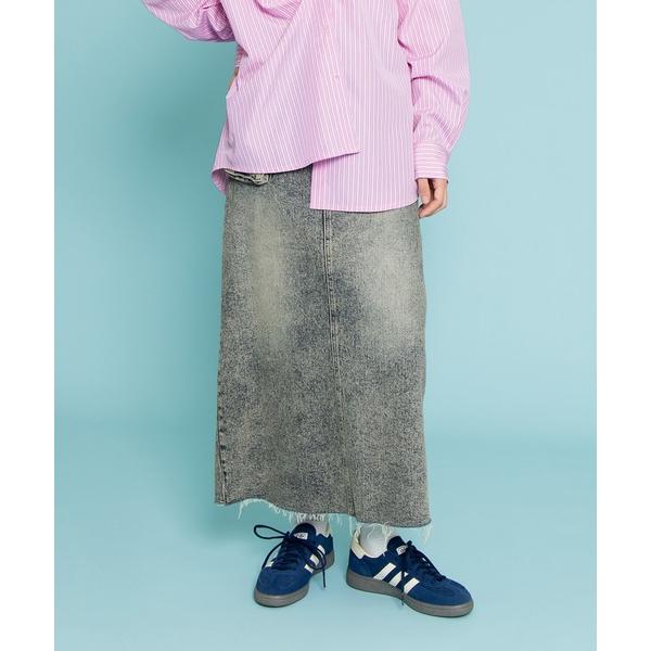 デニムスカート デザインデニムカーゴロングスカート