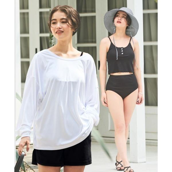 水着 「OP/オーピー」レディースタンキニ水着4点セット ラッシュガード付き バックオープンTシャツ...