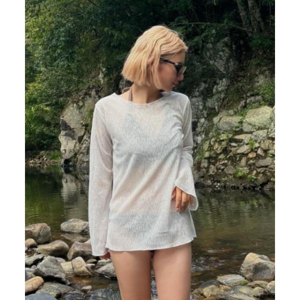 水着 クロスビキニ＋シアーラッシュガード 3点セットミズギ 体型カバー W240033 「WEB限定...