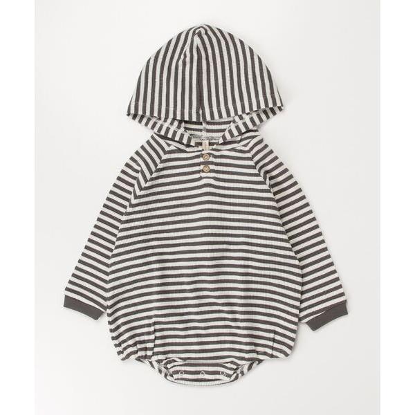 ベビー キッズ Quincy MaeWAFFLE HOODED BUBBLE ROMPER | CH...