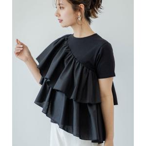 tシャツ 半袖 アシンメトリーフリルTシャツ レディース