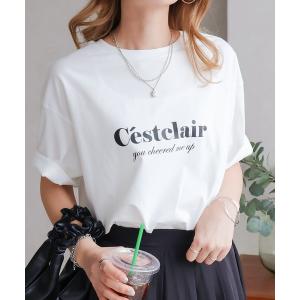 tシャツ Tシャツ レディース 接触冷感 綿100%C’ESTCLAIRロゴプリントTシャツ｜zozo