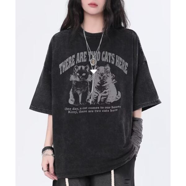 tシャツ 半袖 「ヴィンテージ風Tシャツ キャットモチーフ２（MA） レディース メンズ