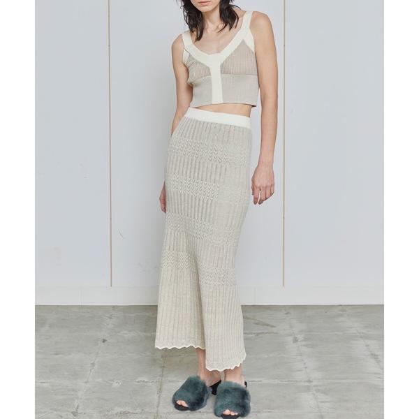 スカート 透かし柄 ペンシルニットスカート