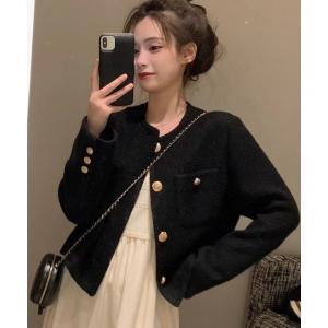 ジャケット ノーカラージャケット ゴールドボタンノーカラージャケット レディース