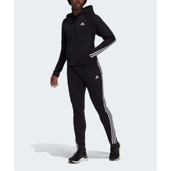 「adidas」 セットアップ LARGE ブラック×ホワイト レディース