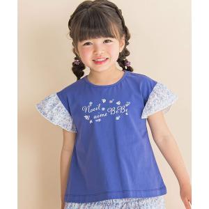 tシャツ Tシャツ キッズ 花柄袖切り替えTシャツ (80~130cm)の商品画像