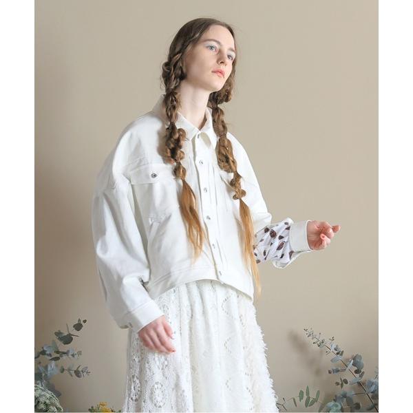 デニムジャケット gジャン Flower Wide Denim Jacket レディース メンズ