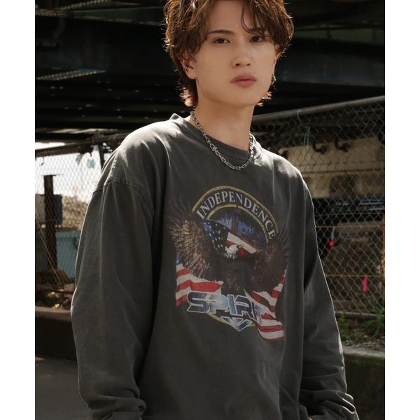 tシャツ 「SIDEWAY STANCE」ピグメント加工 オリジナルプリント 長袖Tシャツ メンズ ...