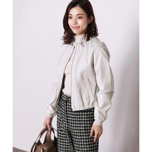 レザージャケット ライダース ラムレザージャケット ノーカラー ライダース レディース