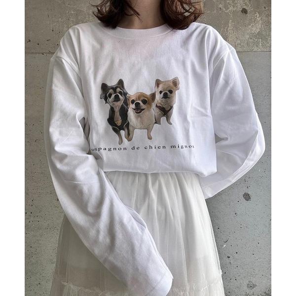 tシャツ DOGプリントＴシャツ レディース