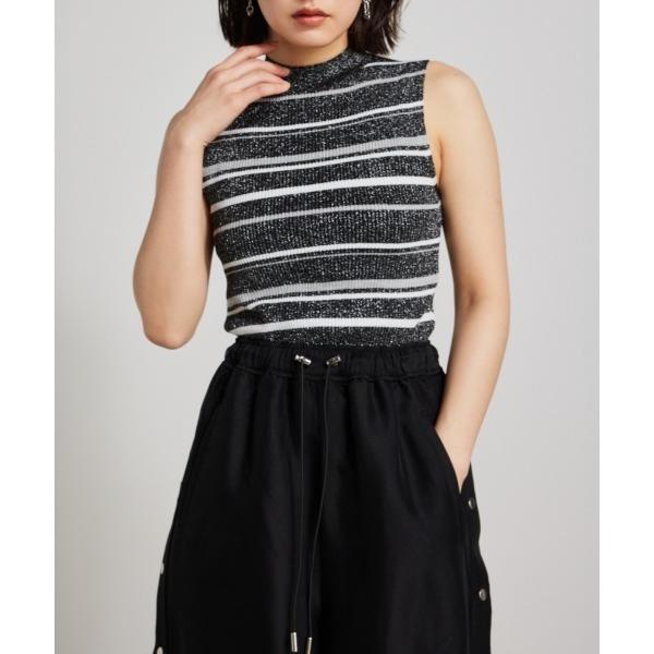 ニット セーター スリーブレスラメウォッシャブルニットトップス 夏服 サマーニット ノースリーブトッ...