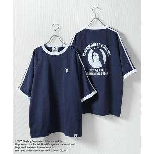 tシャツ Tシャツ メンズ 「PLAYBOY」×「SEQUENZ」ラインバックプリントTシャツ
