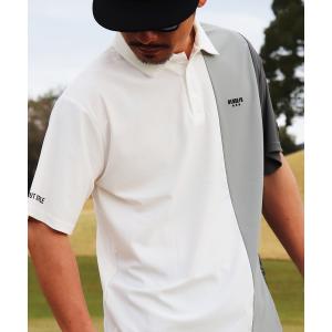 メンズ ポロシャツ (RM)「LUXE/R GOLF」ストレッチ スムース 切り替え 配色 ポロシャツ｜zozo