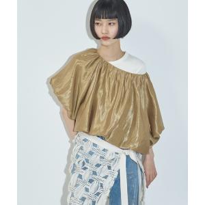 シャツ ブラウス グリッターサテンバルーンブラウス レディース