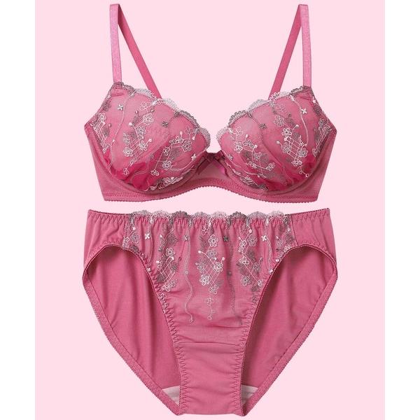 ブラジャー ショーツセット 「まる胸メイク」ブラ＆ショーツセット エンブロイダリーレース