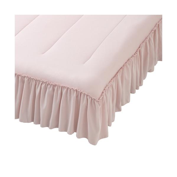 ベッド 寝具 レディース ふわろ冷感ベッドパッド フリル ダブル ピンク