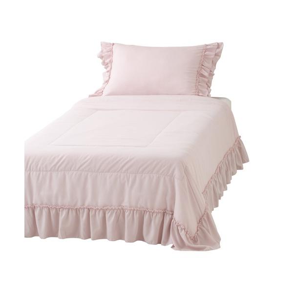 ベッド 寝具 レディース ふわろ冷感肌掛けふとん フリル セミダブル ピンク