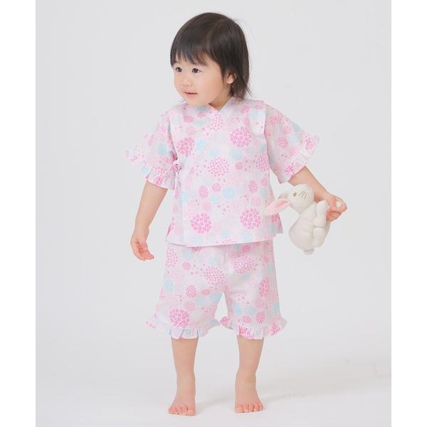 浴衣 「Aenak / アエナック」甚平 女の子 (紫陽花柄) 80-90cm キッズ 子供 女の子