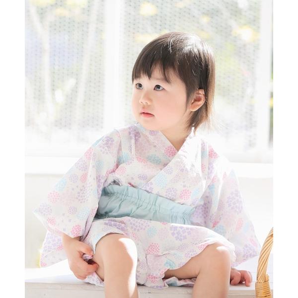 浴衣 「Aenak / アエナック」浴衣風甚平 女の子 (紫陽花柄) 80-90cm キッズ 子供 ...