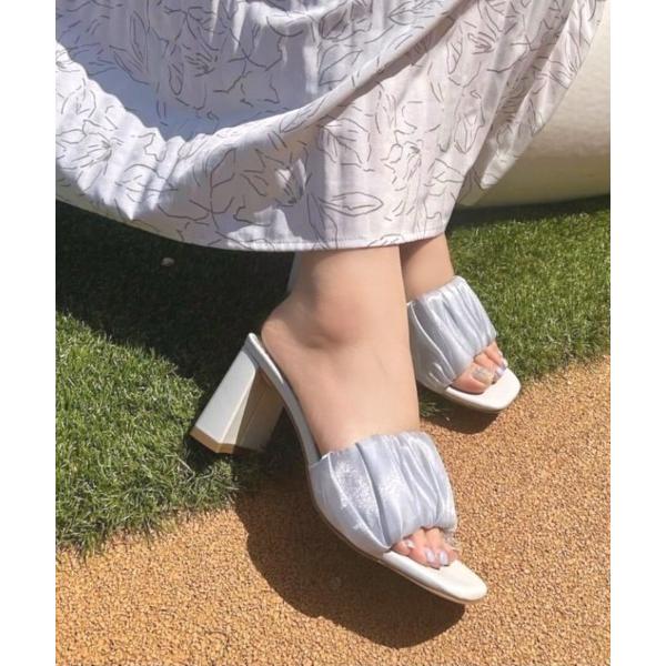 サンダル 「24SS新作」「R＆E」シフォンギャザーミュールサンダル レディース