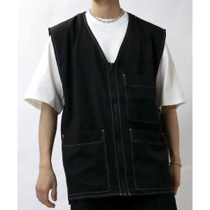 メンズ ベスト oversize stitching vest/オーバーサイズ ステッチング ベスト｜zozo