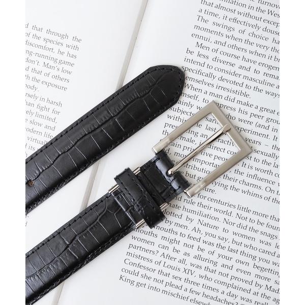 ベルト 日本製 25mmクロコ型押しレザーベルト レディース