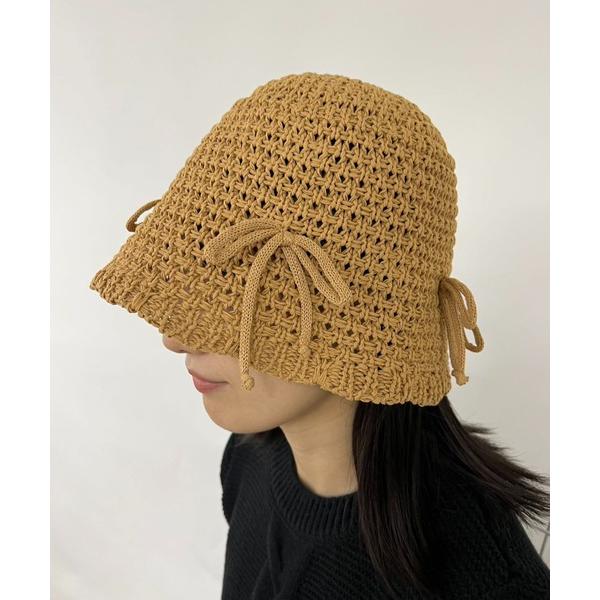 帽子 ハット リボンクロシェハット レディース
